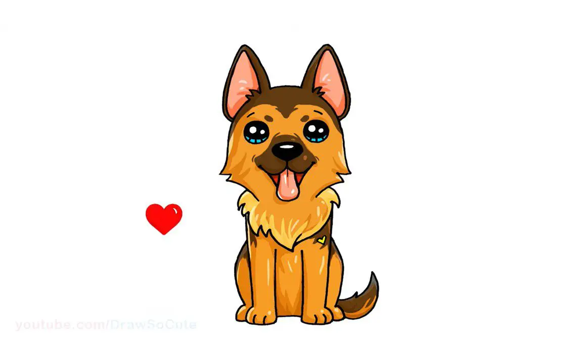 Cute drawing of a Baby German Shepherd