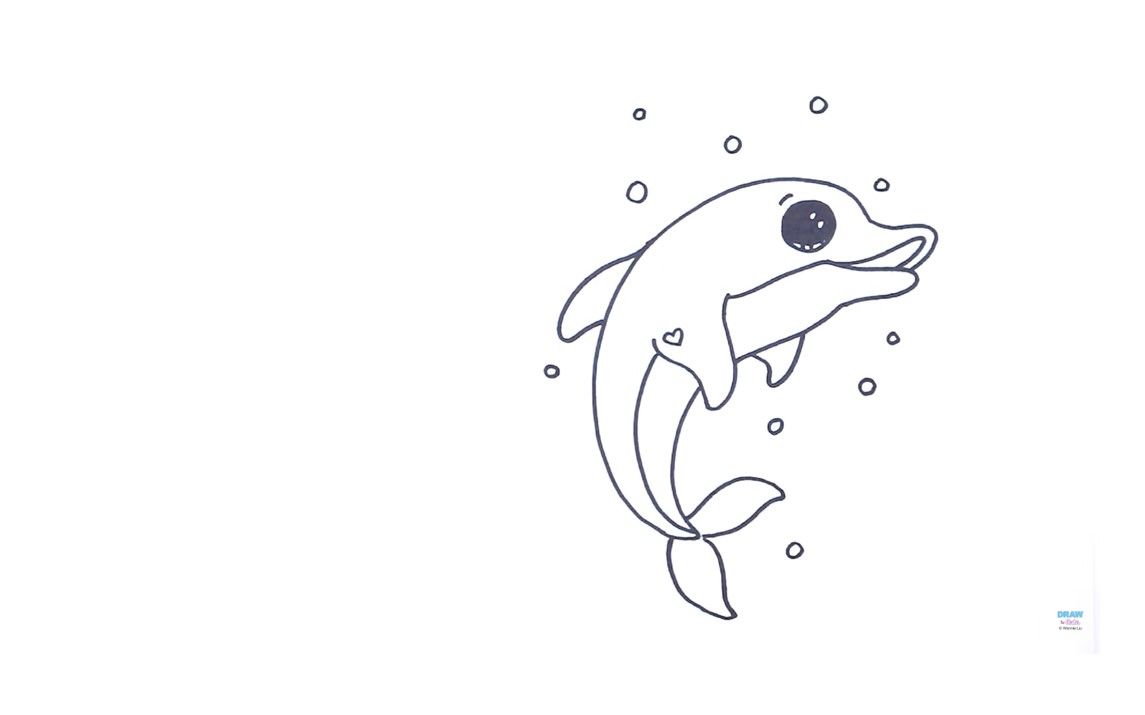 Cute Dolphin Drawing for Kids