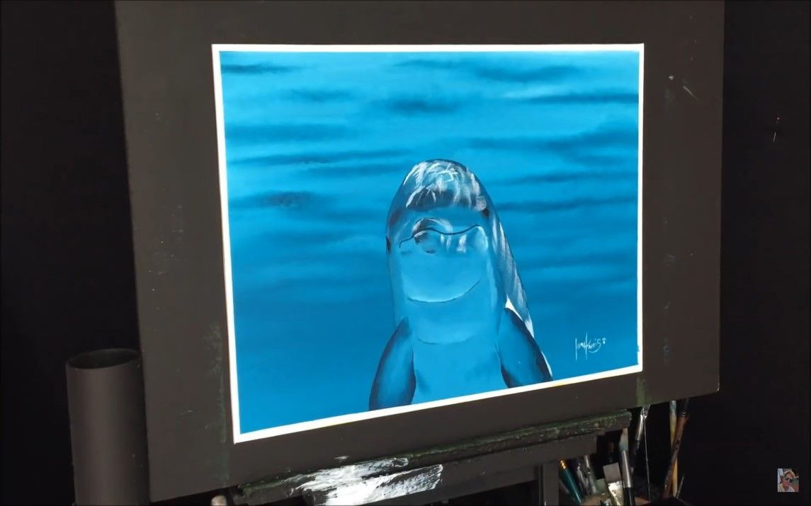 Lifelike Acrylic painting of a Dolphin