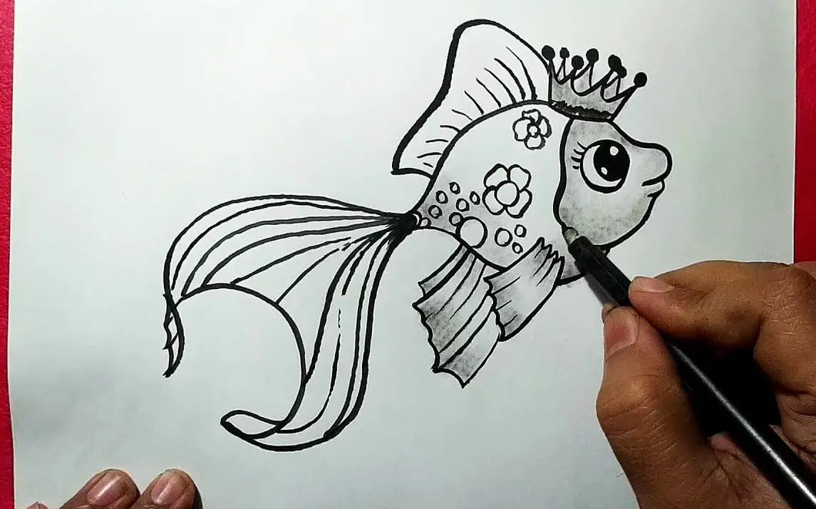 Cute Line Drawing of a Fish