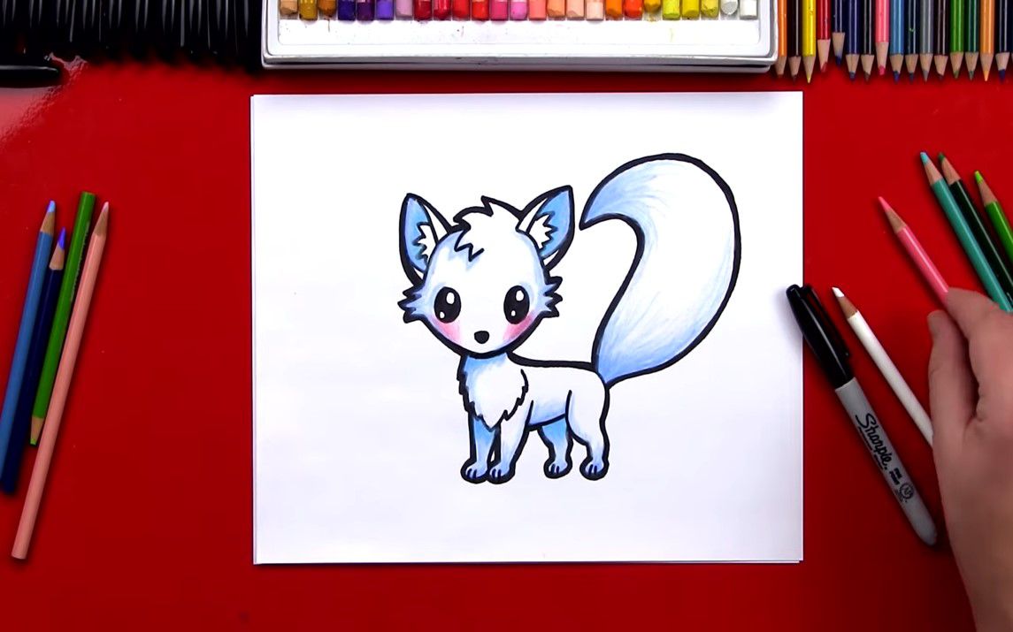 Cute Drawing of an Arctic Fox