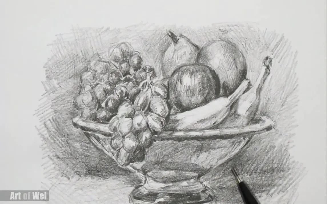 Beautiful Sketch of a Fruit Bowl
