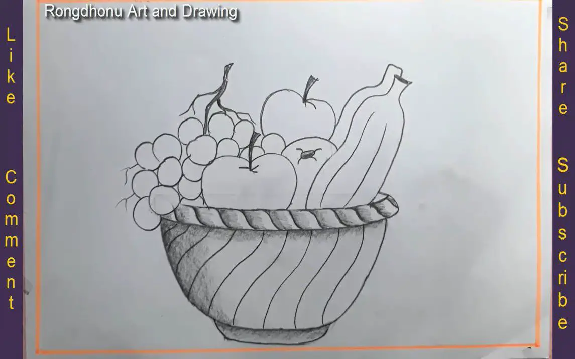 Easy Fruit Bowl Drawing for Kids