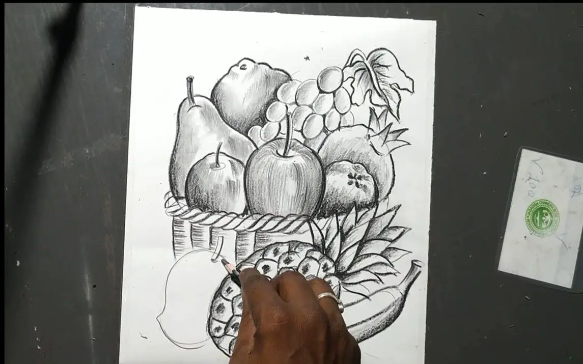 Stepwise Fruit Bowl Drawing Tutorial
