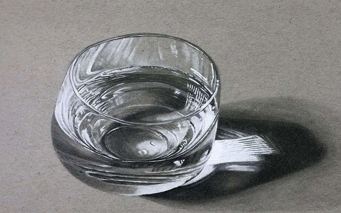 How to draw a realistic glass of water