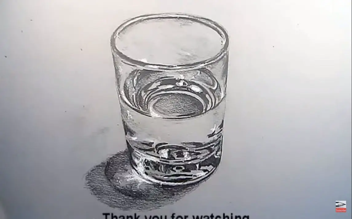 A surreal drawing of a glass of water