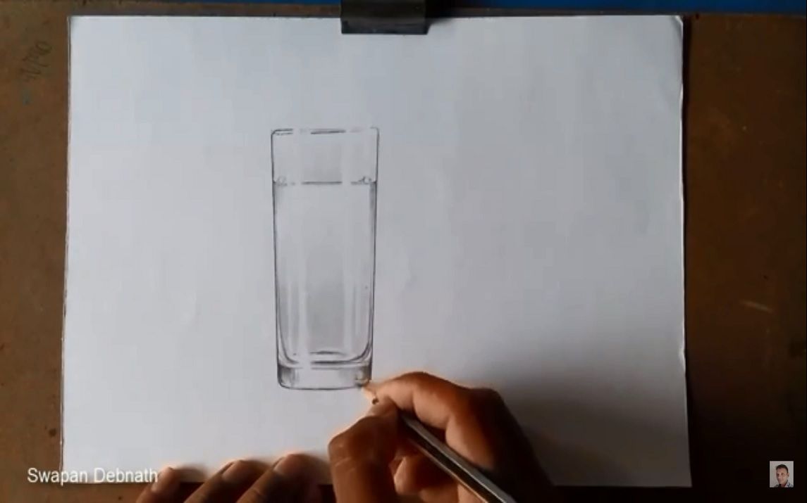 How to draw a geometrical 2-D glass of water