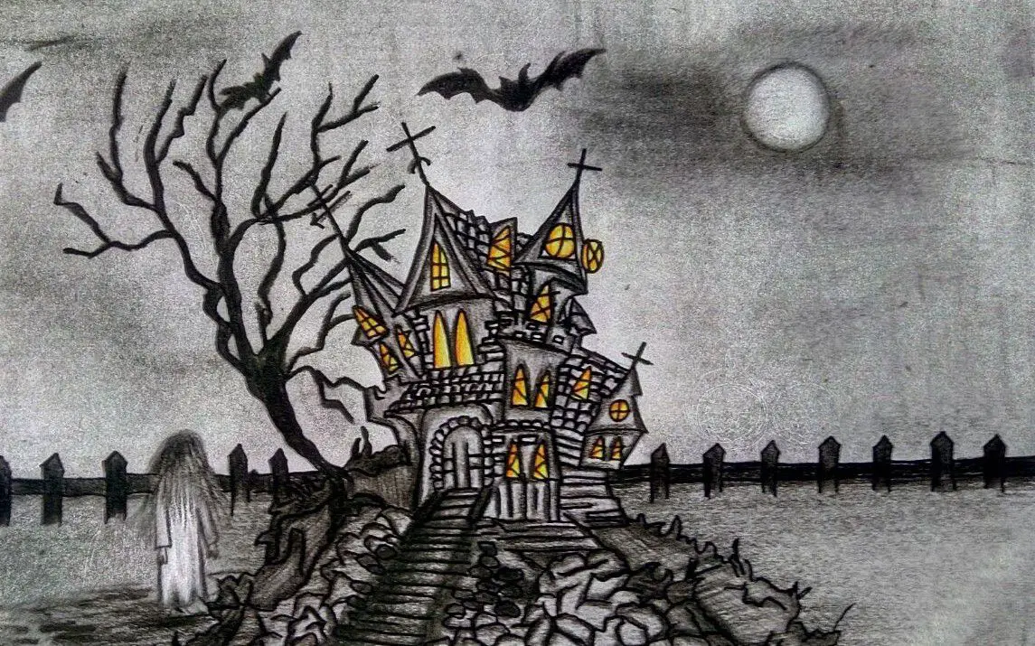 Simple Sketch of a Haunted House