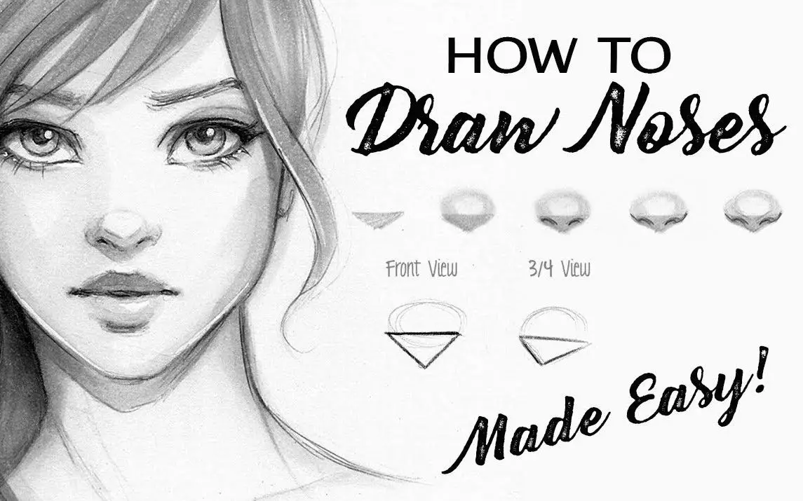 how to draw a female nose step by step