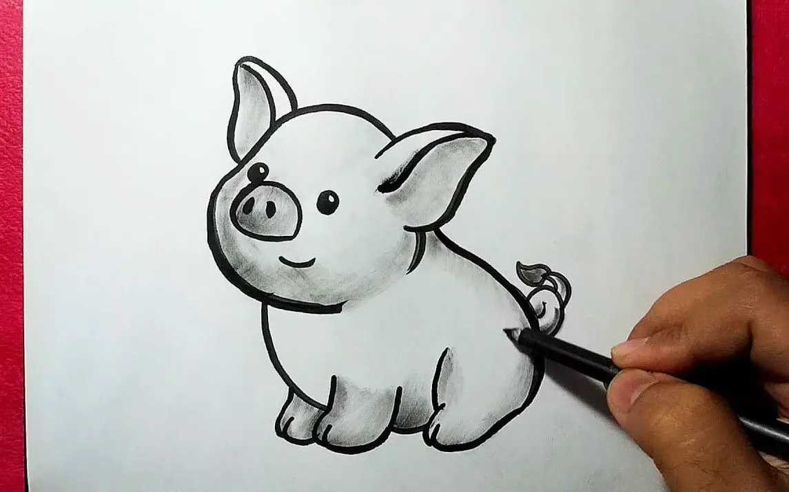 Beautiful Sketch of a Baby Pig