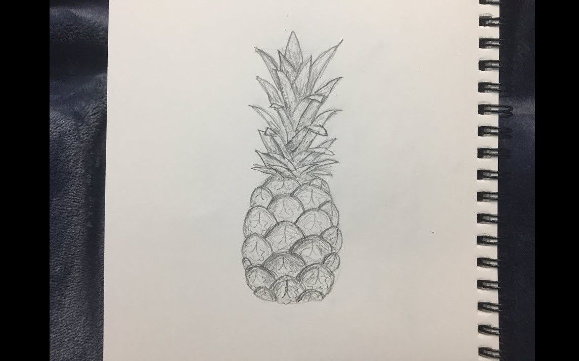 Lifelike Pineapple Drawing for Beginners