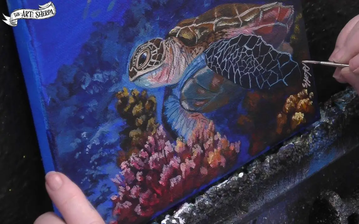 In-depth Acrylic Painting tutorial of a Sea Turtle