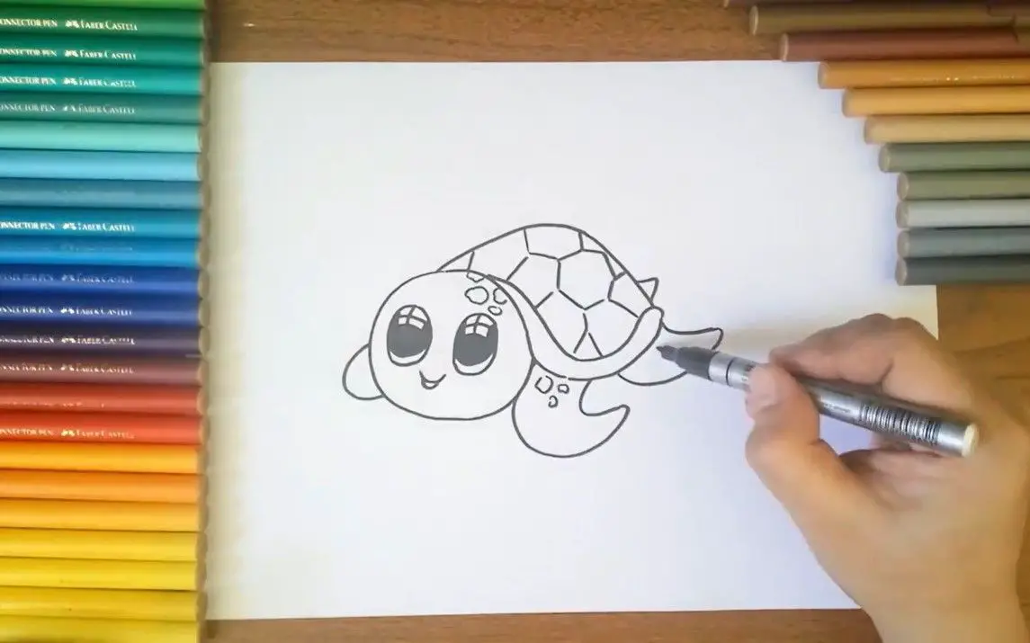 A Kid Friendly Drawing of a Sea Turtle