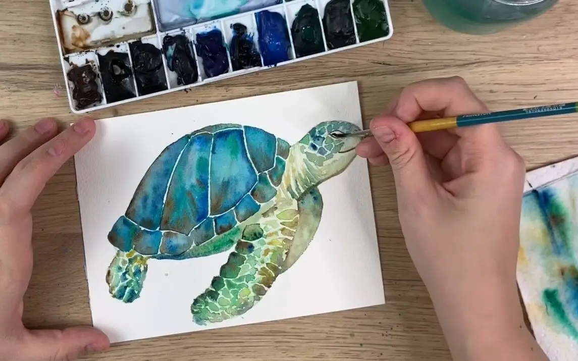 Simple Watercolor Approach to Painting Sea Turtles