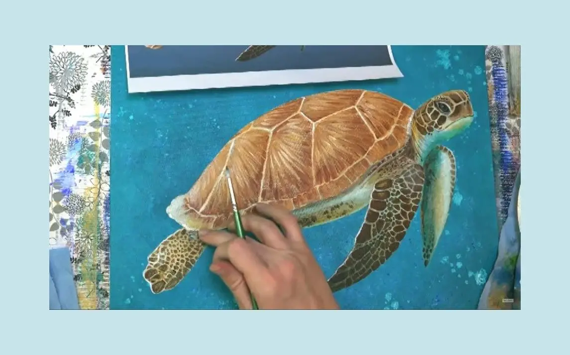 Lifelike Rendition of a Sea Turtle using Acrylics