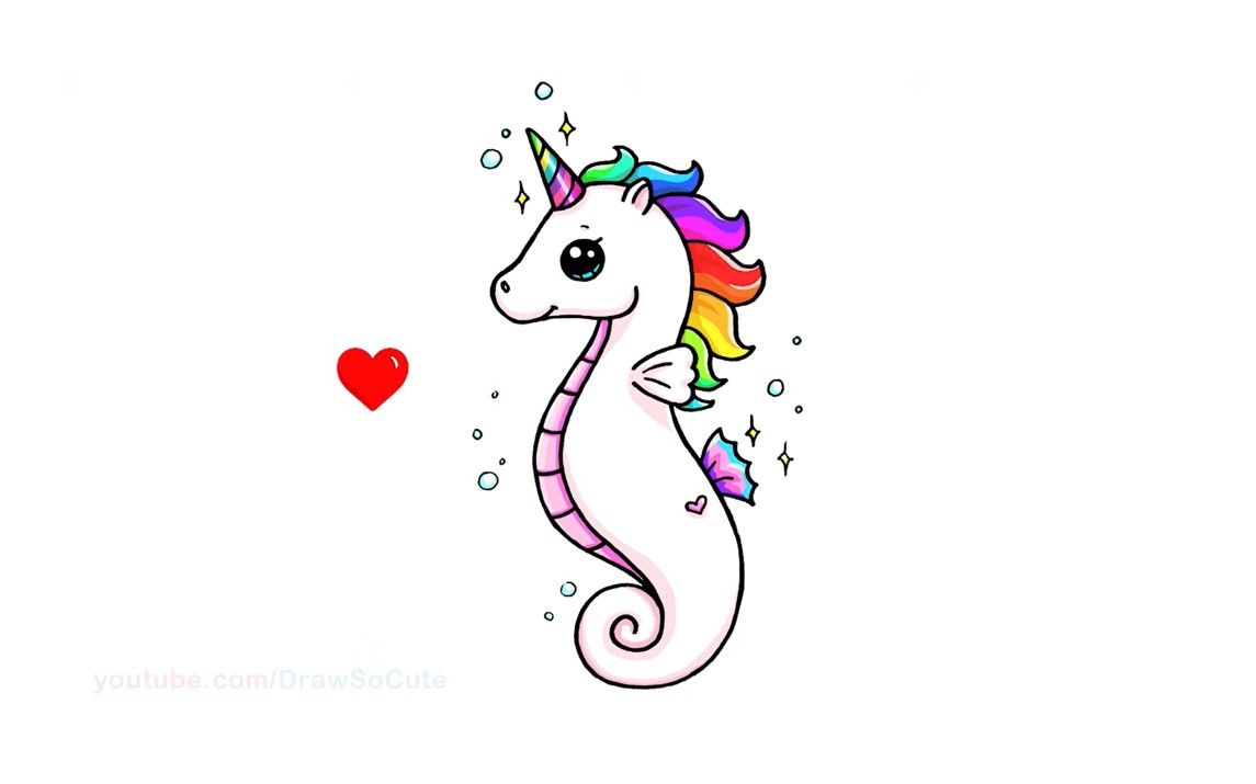 Drawing a Cute Unicorn Seahorse