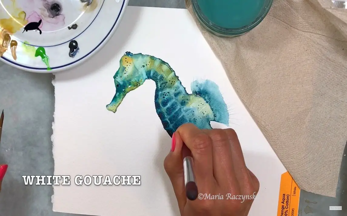 Sublime use of Watercolors to Paint a Seahorse