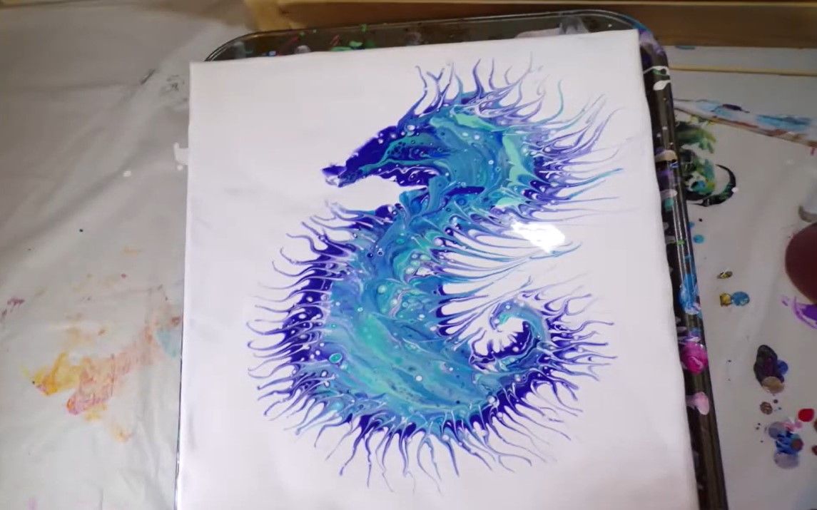 Abstract Fluid Art of a Seahorse