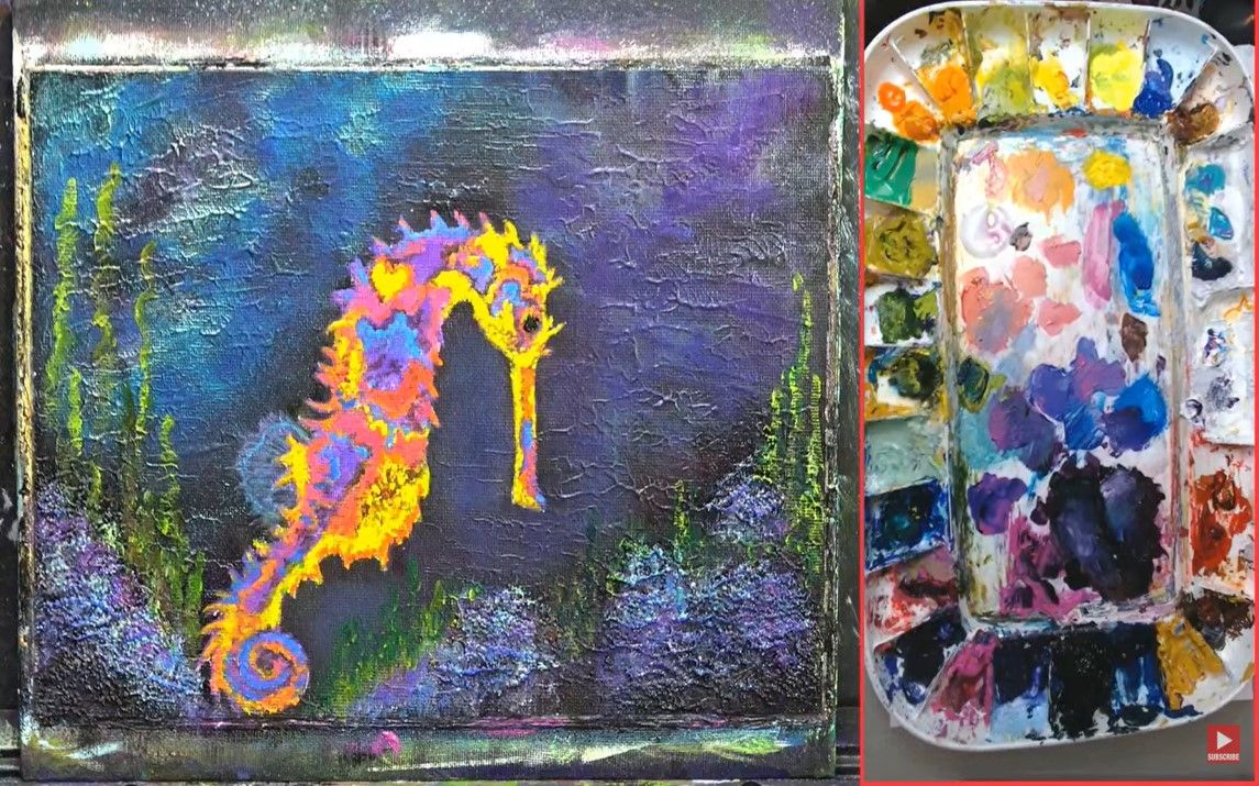 Psychedelic Painting of a Seahorse