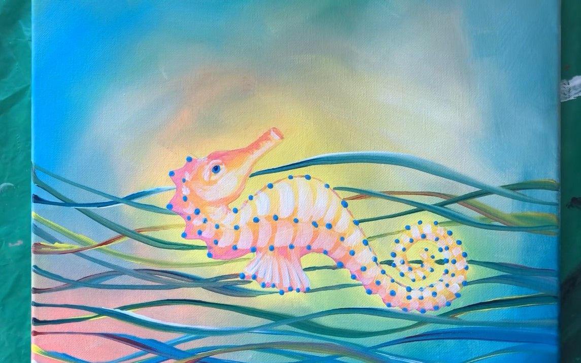 Tri-color Seahorse Painting Lesson