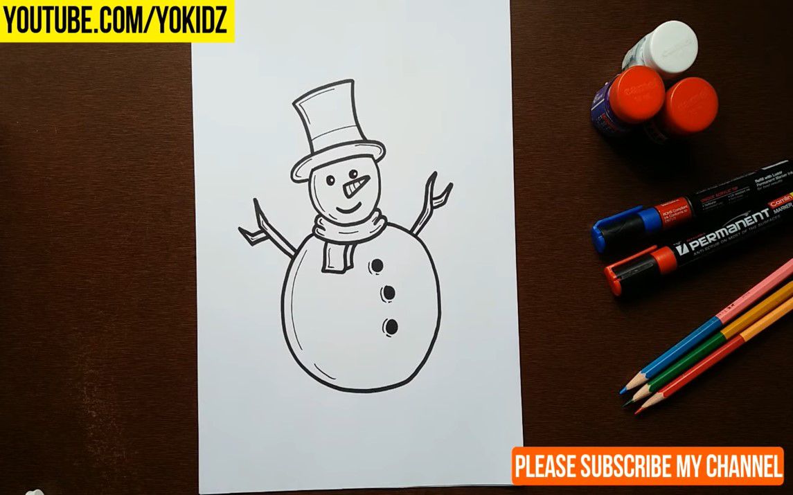 Easy Snowman Drawing for Kids