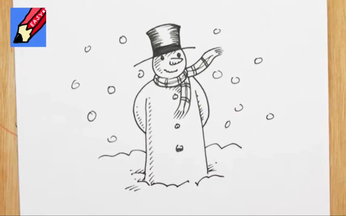 Unique Drawing of a Snowman