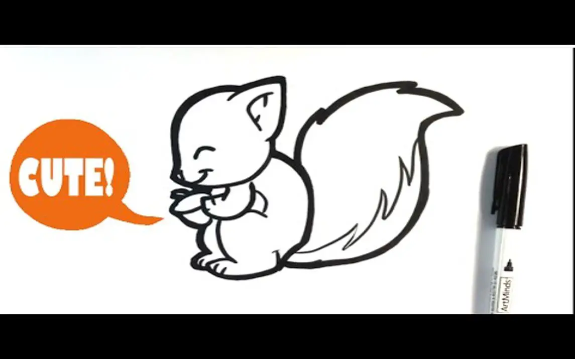 Cute Drawing of a Baby Squirrel