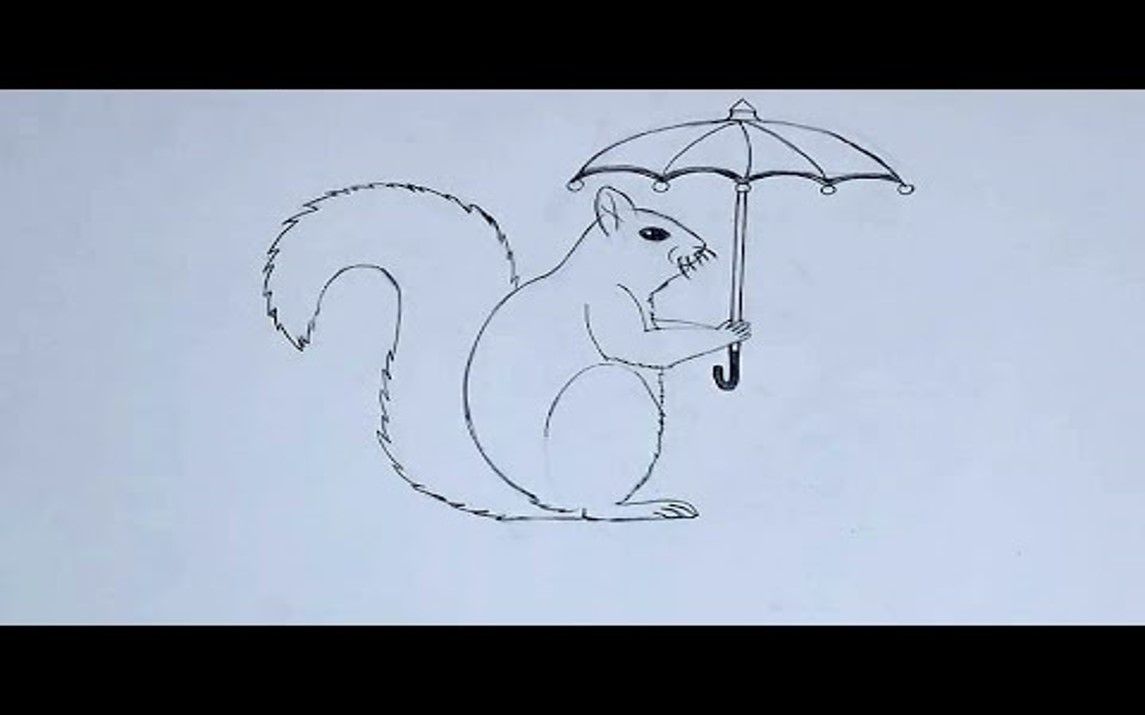 Cute Squirrel Holding an Umbrella