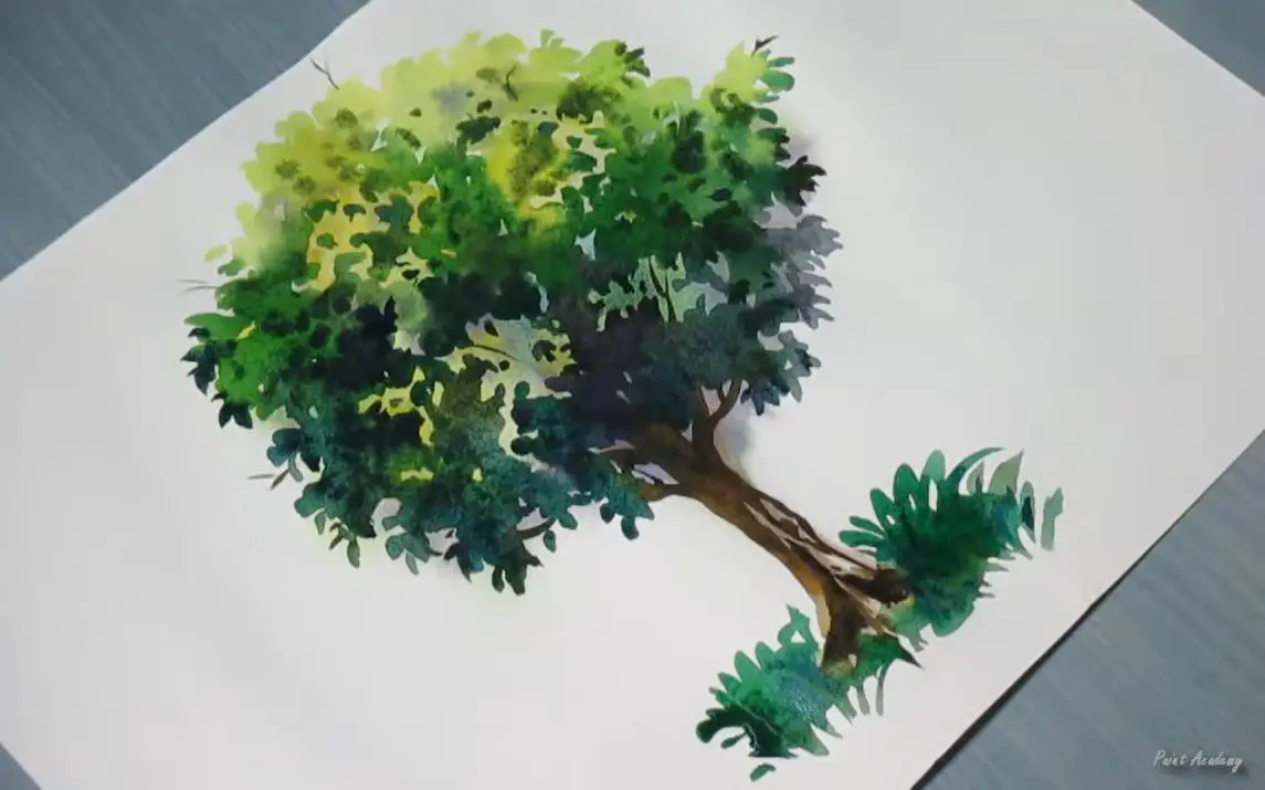 Satisfying Watercolor painting of a Tree