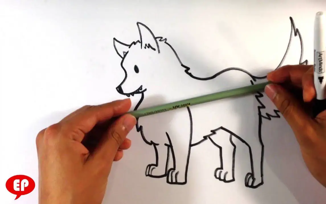 Cute Wolf Cub Drawing