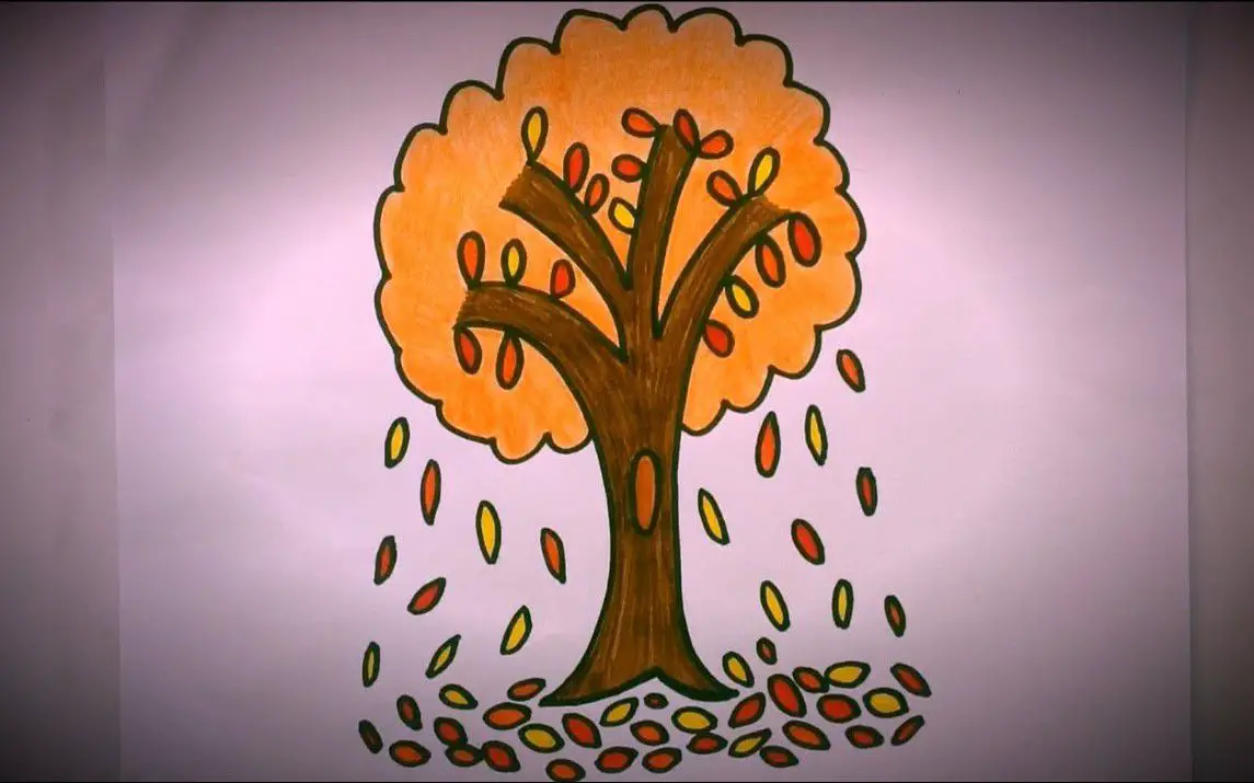 Falling Leaves Drawing for Little Kids