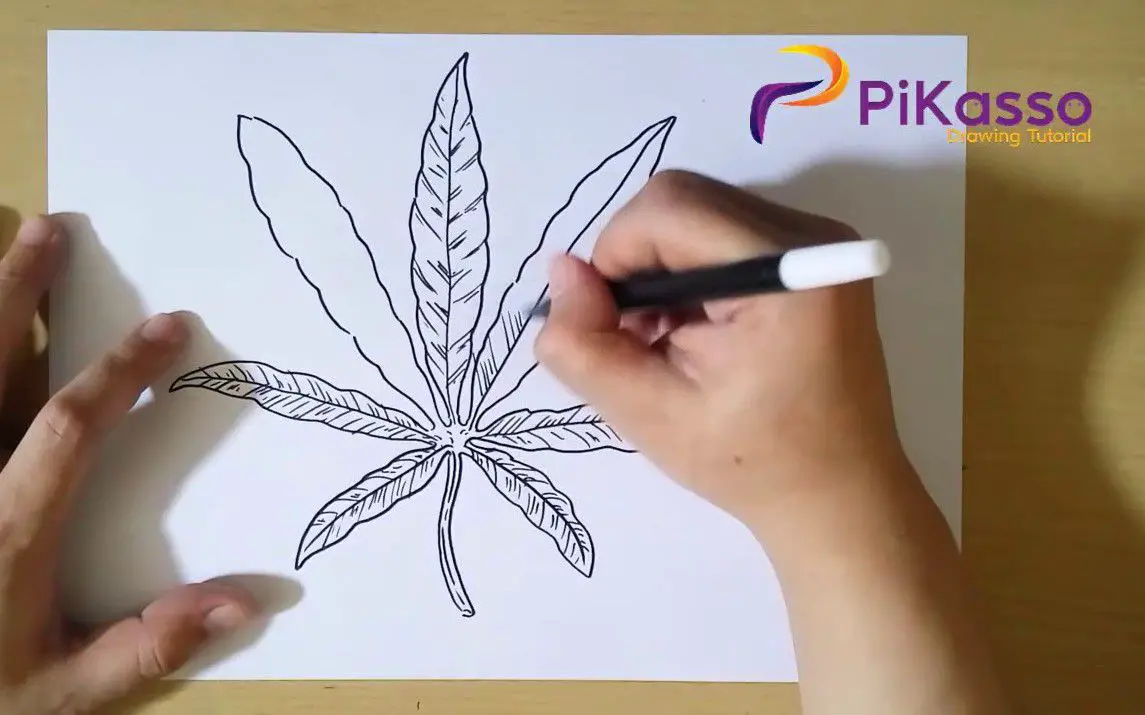 Realistic Pot Leaf Sketch
