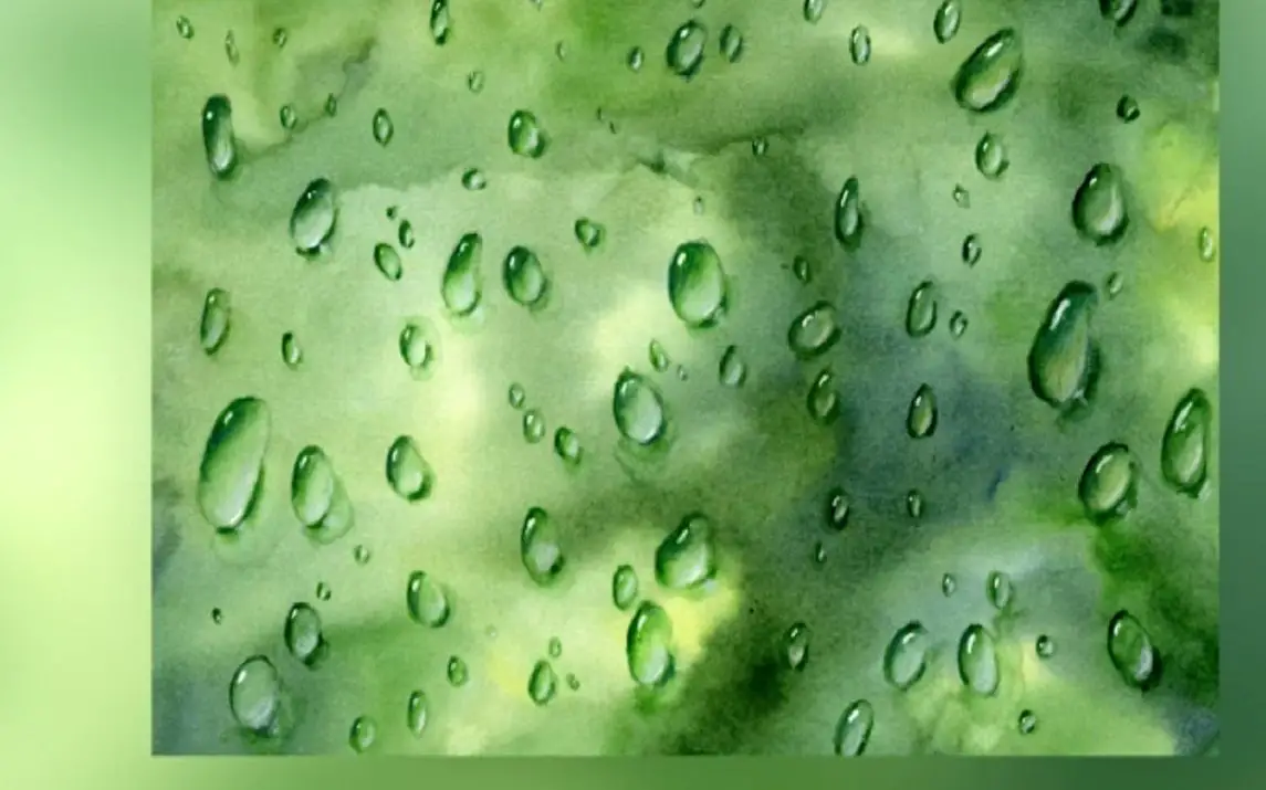 A majestic drawing of raindrops using watercolors