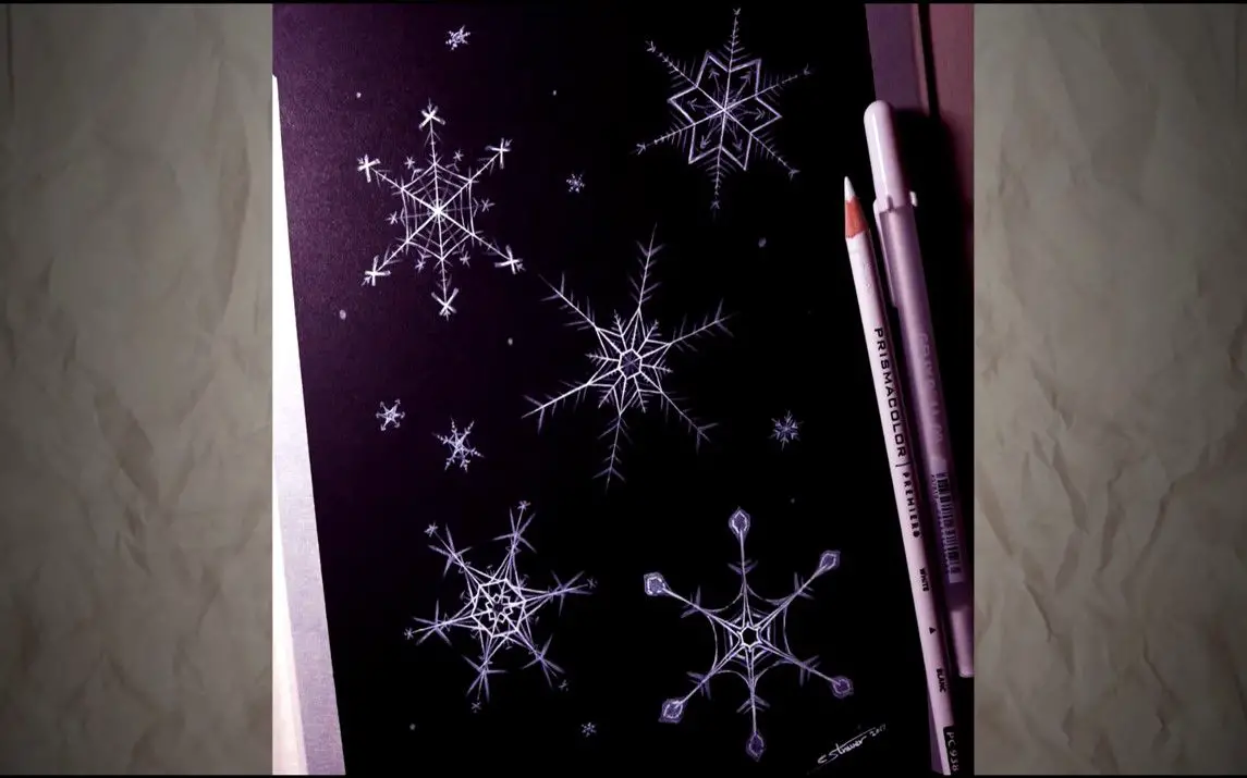 Beautiful Snowflakes with a Black Background