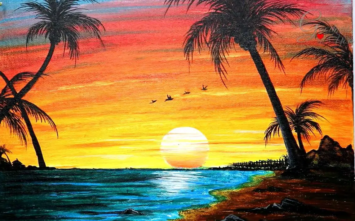 Colorful Sunset Painting Tutorial by Alika