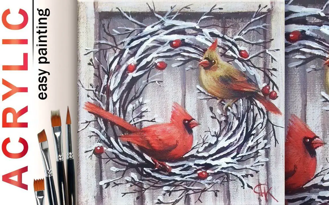 Cardinal Birds in the Winter Snow