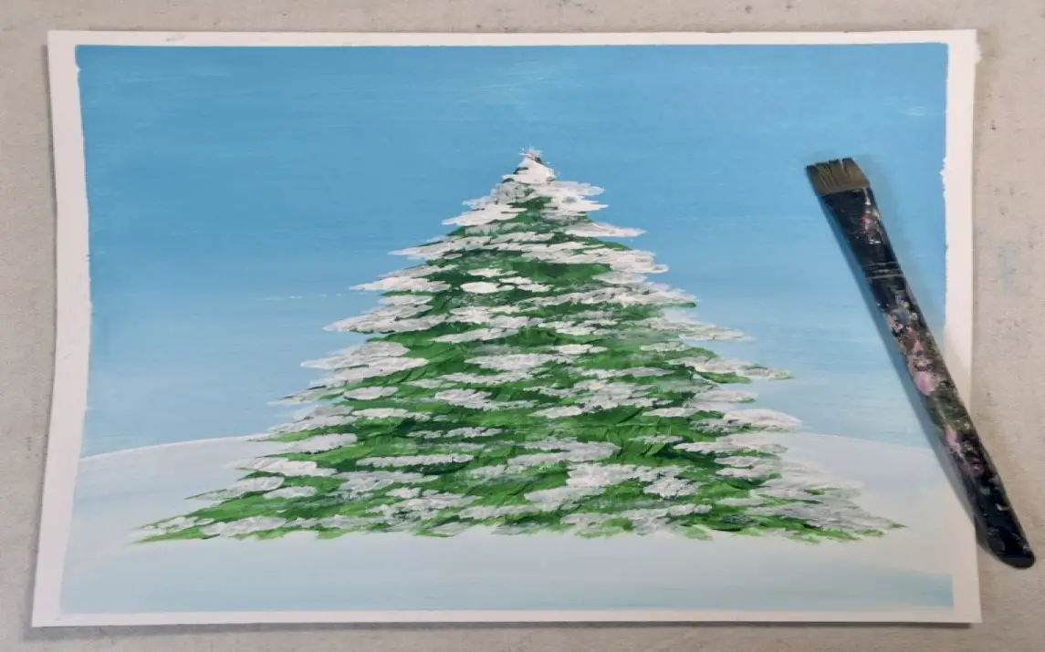 Acrylic Snowy Christmas Painting
