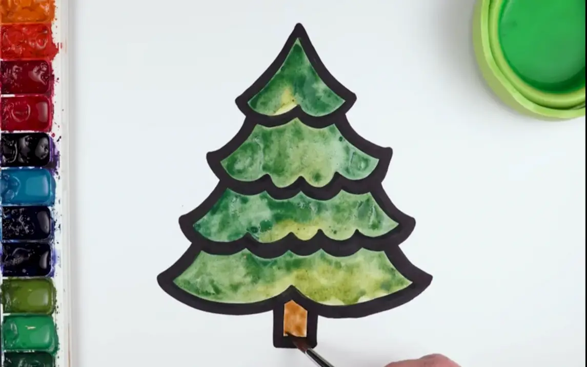 Captivating Watercolor Painting of Christmas Tree