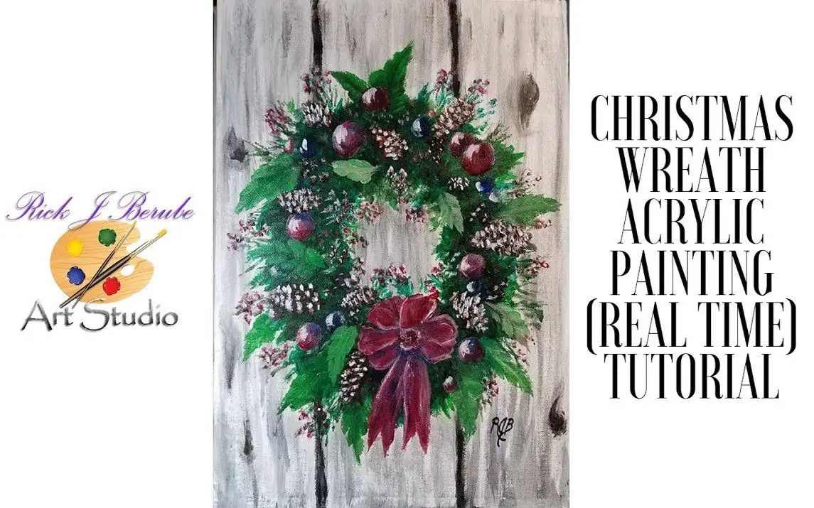Realistic Christmas Wreath Painting