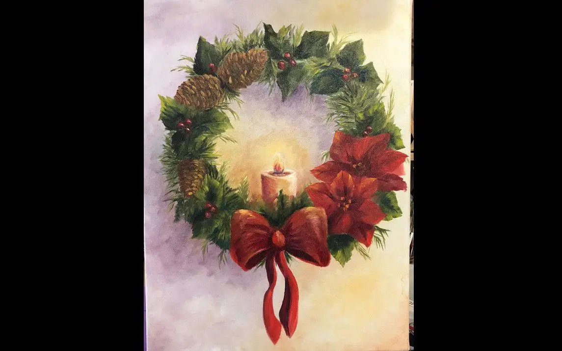 Fascinating Painting of a Christmas Wreath