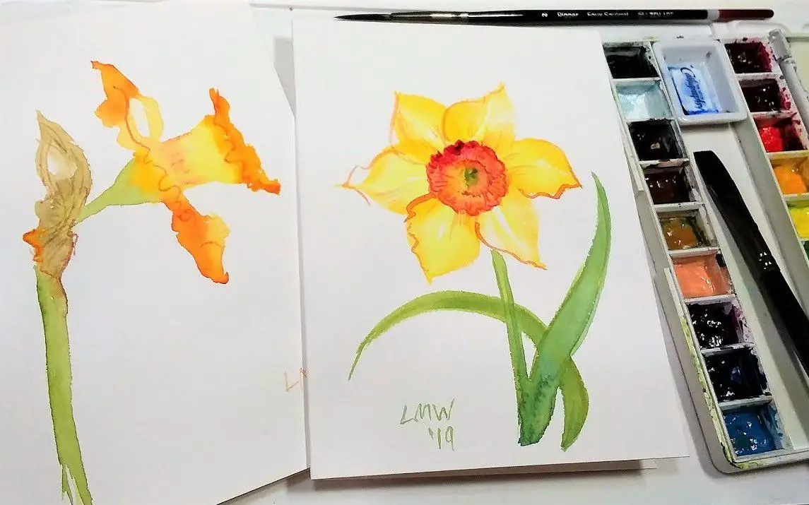 Easy Daffodil Painting in Watercolor