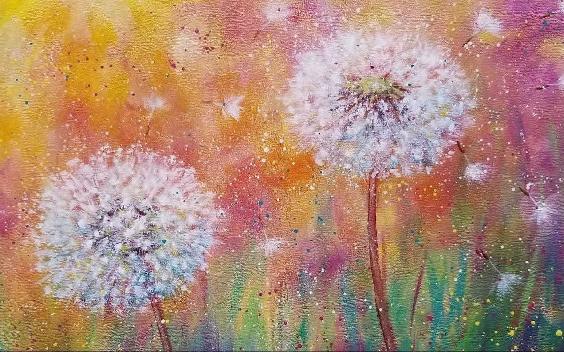 Dandelions with a Colorful Background