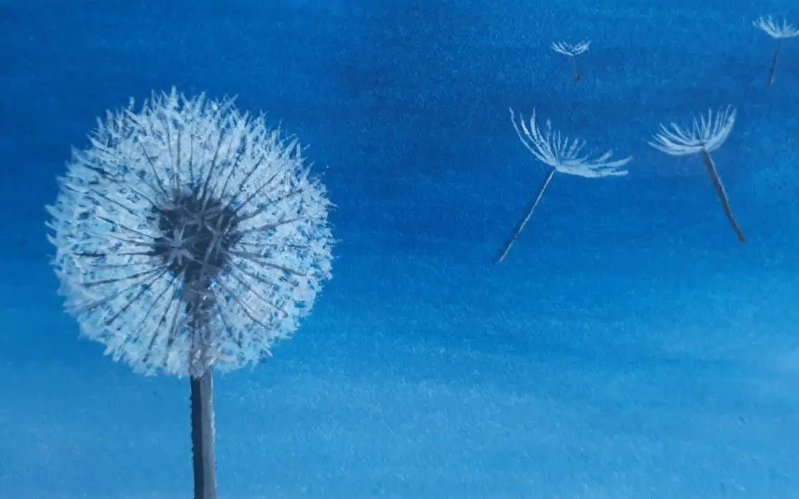 Beautiful Painting of a Dandelion with a Blue Sky