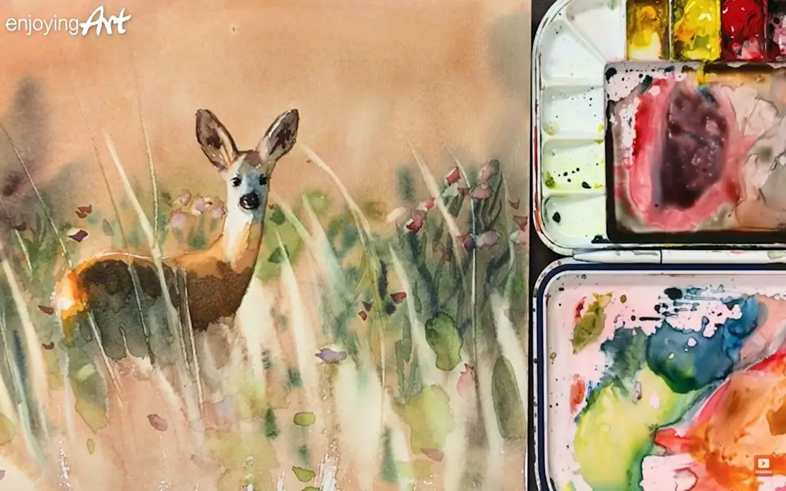 Realistic Watercolor Painting of a Deer