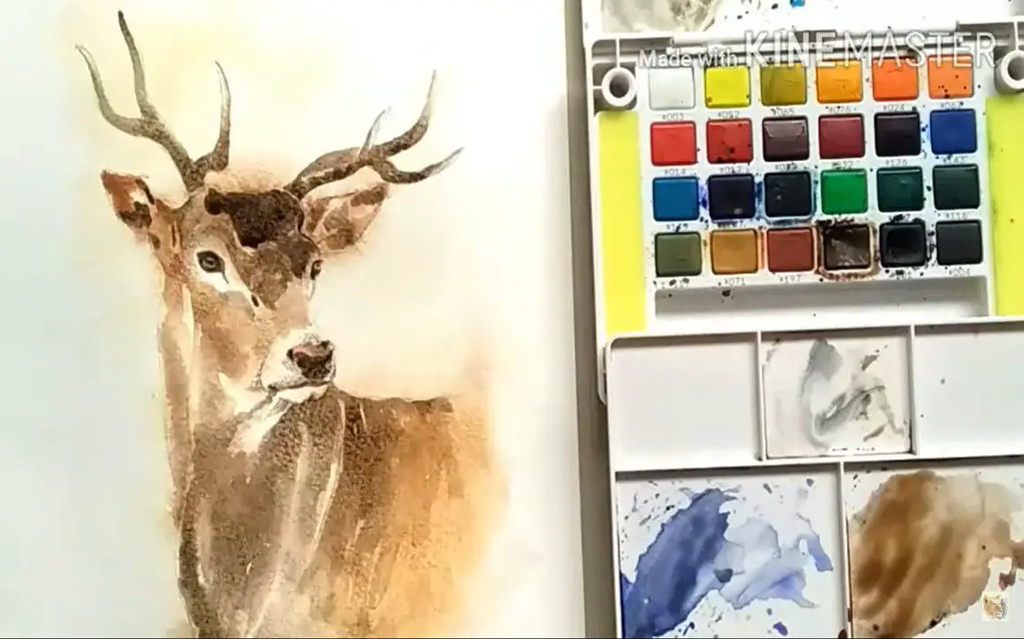 Lovely Watercolor Portrait of a Deer