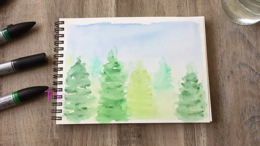 Drawing A Foggy Pine Tree With Watercolors Makers