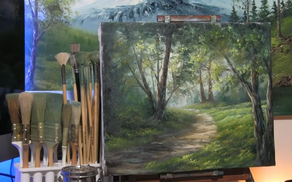 Fantastic Sunlit Forest Path Painting