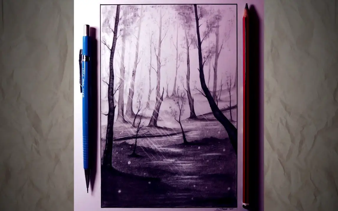 Dreamy and Relaxing Drawing of Forest
