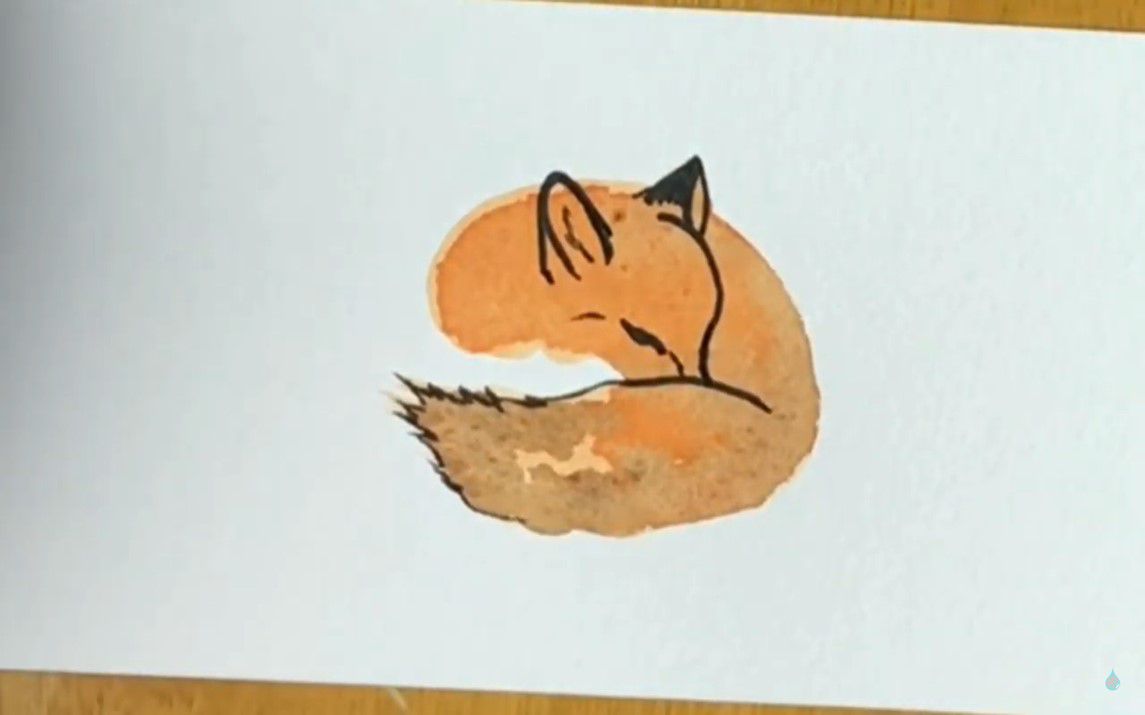 Minimalistic Painting of a Sleeping Fox