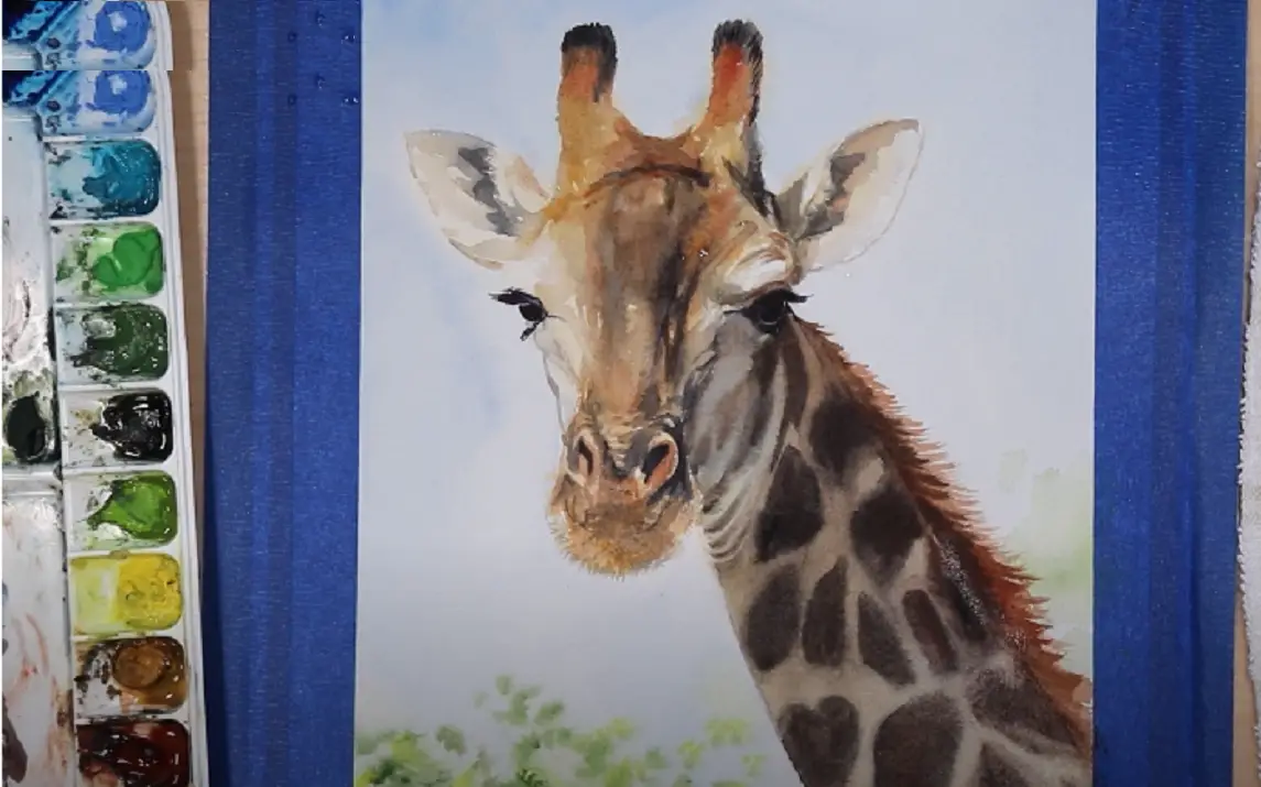 Edgy Realistic Giraffe Painting